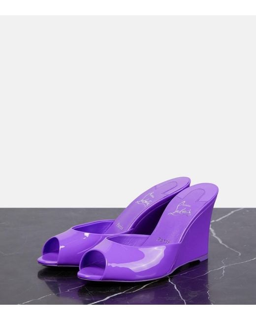 Christian Louboutin Purple Me Dolly Zeppa 85 Patent Wedge Sandal