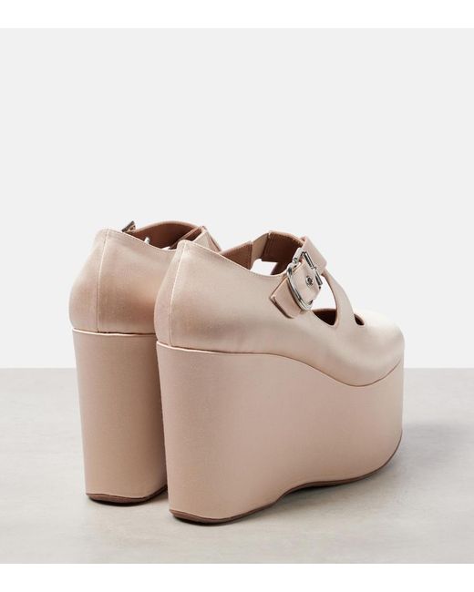 Alaïa Natural 110 Satin Platform Wedges