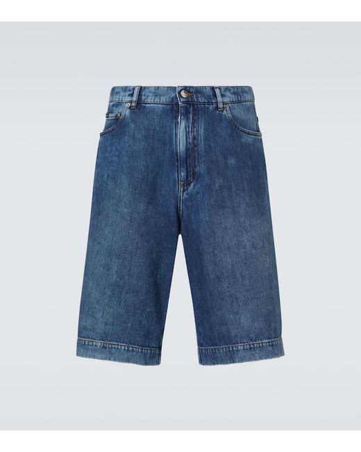 Bermudas De Denim Con Logo Dolce & Gabbana de hombre de color Blue