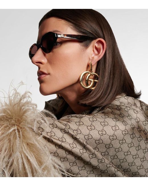 Gucci Brown Double G Oval Sunglasses