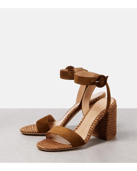 Gianvito Rossi Brown Sue 85 Suede-Trimmed Sandals