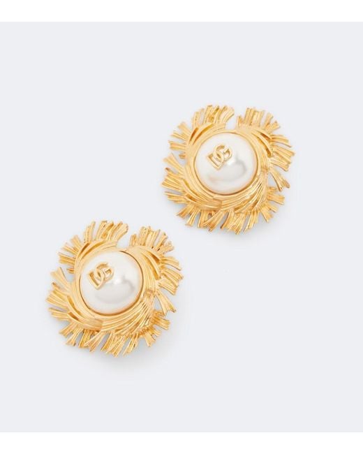 Dolce & Gabbana Metallic Dg Embellished Clip-On Earrings