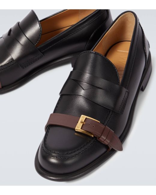 J.W. Anderson Black Animated Leather Penny Loafers for men