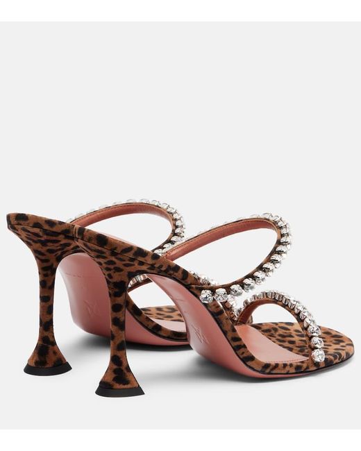 AMINA MUADDI Brown Sandalen Gigi 95 Aus Veloursleder Mit Kristallen
