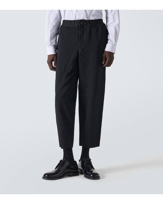 Pantaloni cropped gessati di Comme des Garçons in Black da Uomo