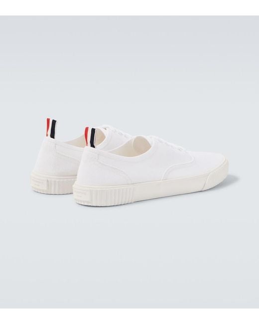 Thom Browne White Heritage Canvas Sneakers for men