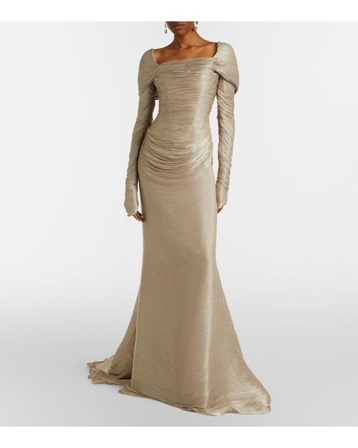 Marmar Halim Natural Ruched Gown
