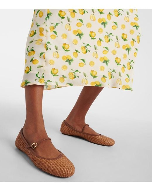 Gianvito Rossi Brown Carla Straw & Leather Flat