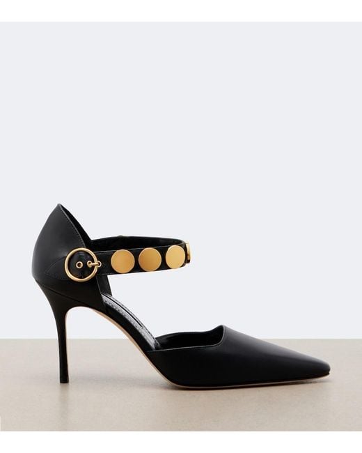 Manolo Blahnik Black Morgana Studded Leather Pumps