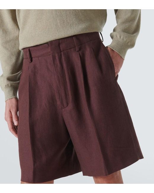 Loro Piana Brown Joetsu Linen Bermuda Shorts for men