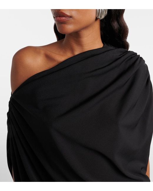 Wolford Blue Draped Off-Shoulder Bodysuit