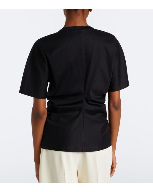Rohe Black Gathered Cotton And Silk-Blend T-Shirt