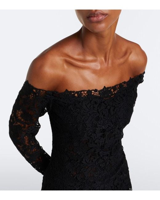 Fendi Black Off-Shoulder Lace Bustier Dress