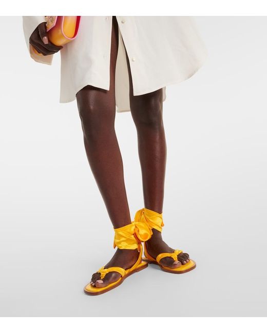 Christian Louboutin Yellow Nilo Du Desert Crepe Satin Thong Sandals