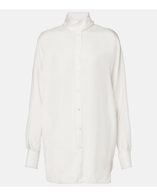 Ferragamo White Tie-Neck Blouse
