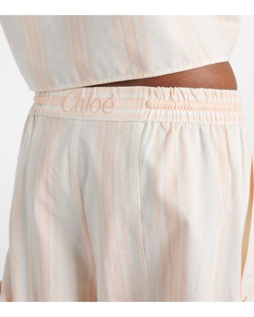 Chloé Natural Striped Shorts