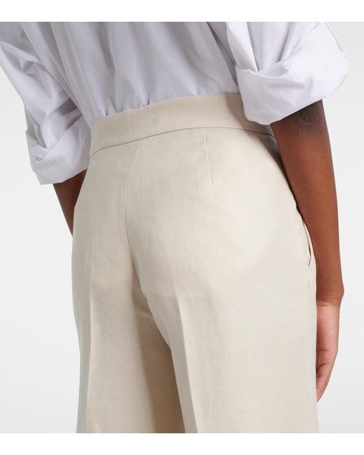 Max Mara Natural Badesse High-Rise Linen Wide-Leg Pants