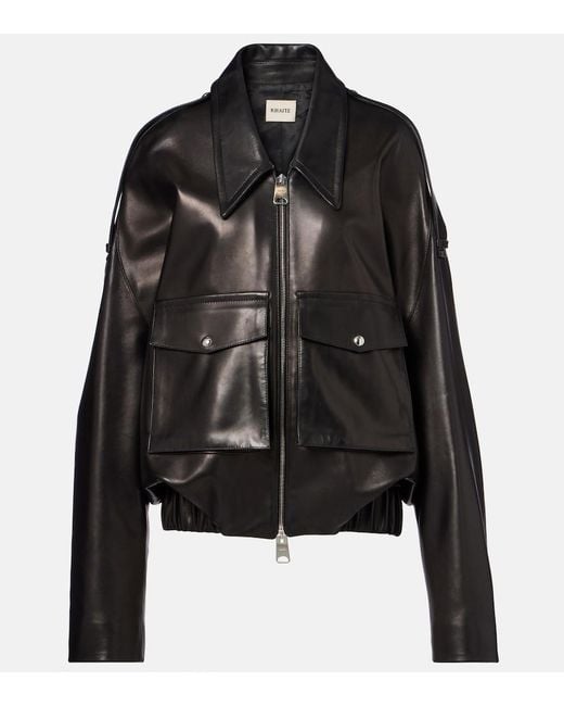 Khaite Black Owey Oversized Leather Jacket