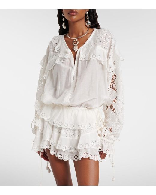Isabel Marant White Nowana Cotton And Silk Blouse