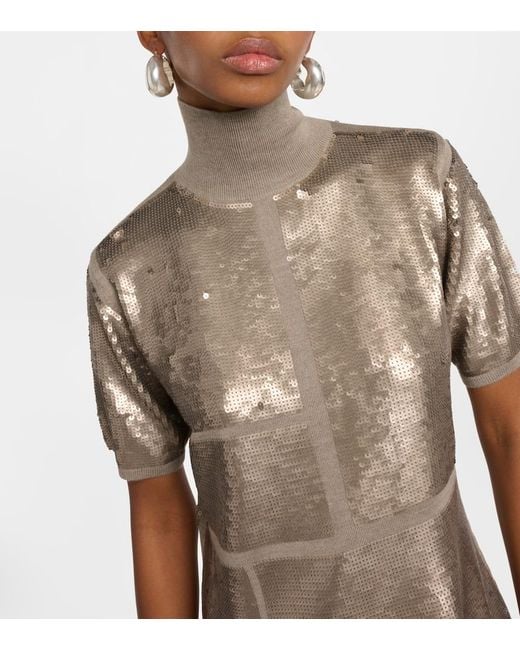 Joseph Natural Sequined Wool-Blend Minidress