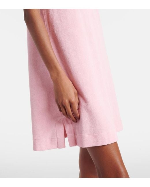 Hunza G Pink Logo Cotton Terry Polo Dress