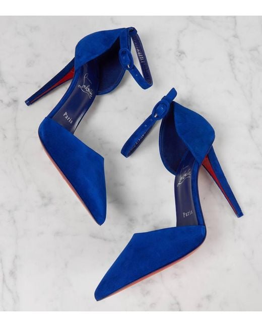 Christian Louboutin Blue Astrida Bride 100 Suede Pumps