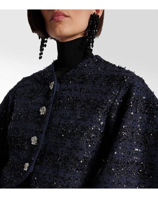 ROTATE BIRGER CHRISTENSEN Blue Jacke Aus Boucle Mit Pailletten