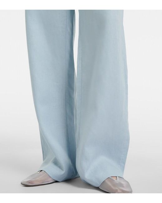 Faithfull The Brand Blue Lulea Linen Wide-Leg Pants