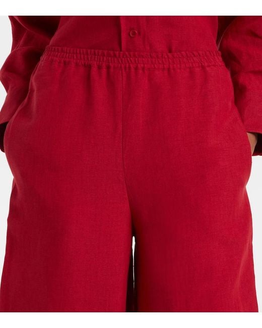 Eres Red Select Linen Wide-Leg Pants