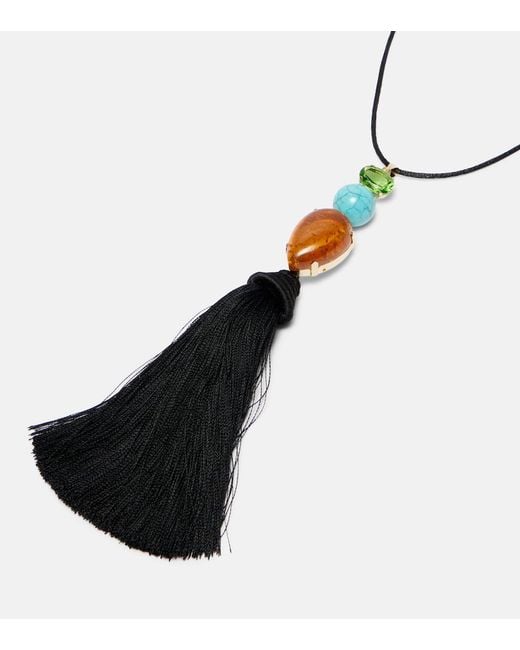 Jennifer Behr Metallic Izzie Tassel Embellished Necklace