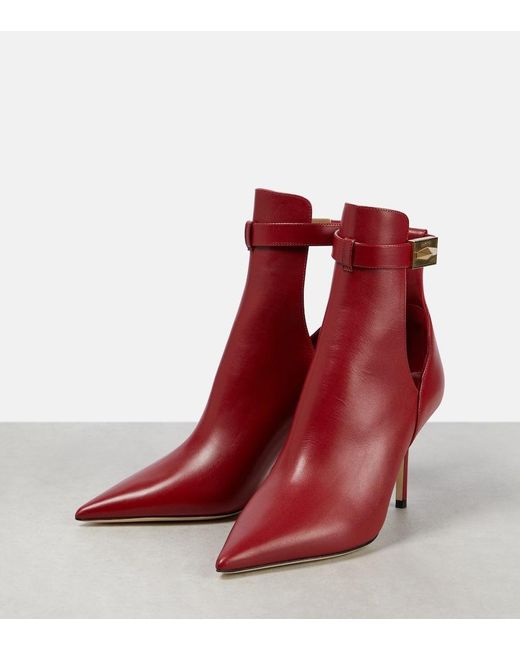 Jimmy Choo Red Ankle Boots Nell 85 aus Leder