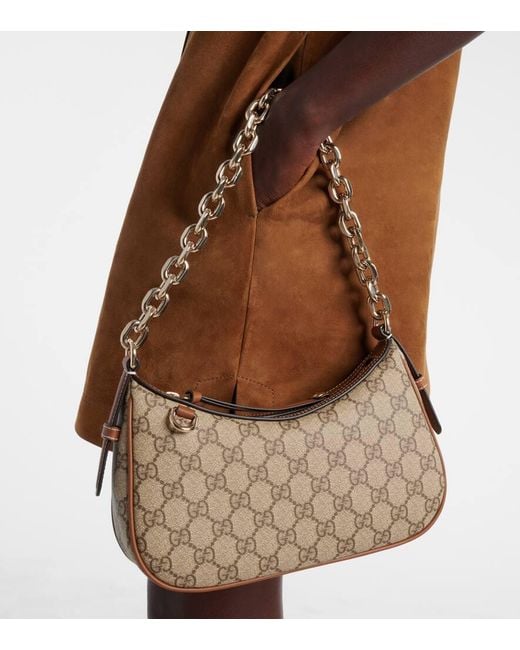 Gucci Gray Gg Emblem Small Canvas Shoulder Bag