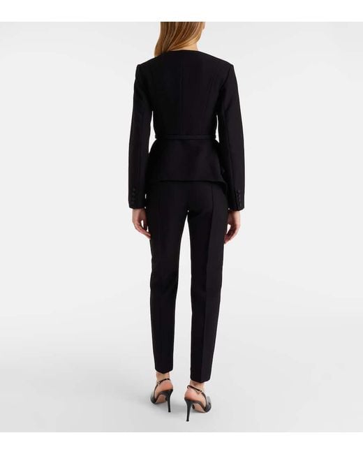 Roland Mouret Blue Crepe Slim Pants