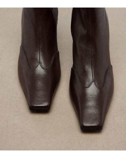 Khaite Black Nevada Leather Ankle Boots
