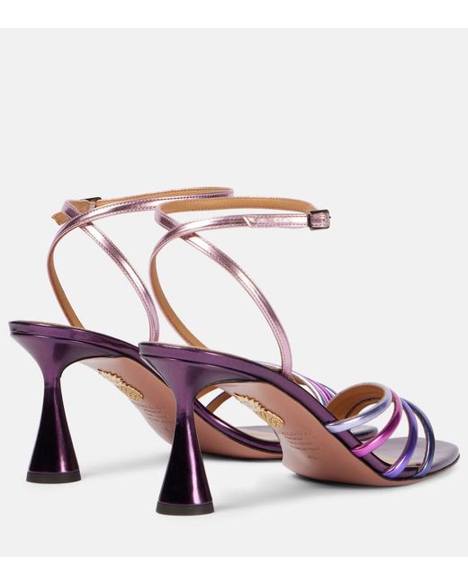 Aquazzura Metallic Latour 75 Faux Leather Sandals