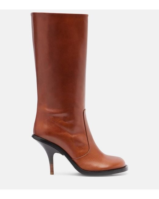 Dries Van Noten Brown 90 Leather Knee-High Boots