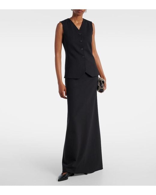 Max Mara Black Vernice Jersey Maxi Skirt