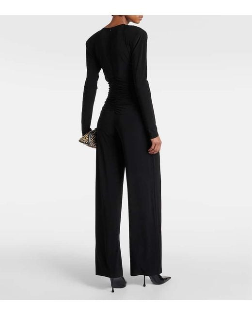 Norma Kamali Black Ruched Jersey Jumpsuit