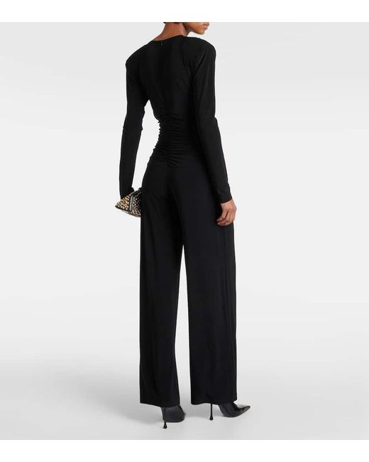 Norma Kamali Black Ruched Jersey Jumpsuit