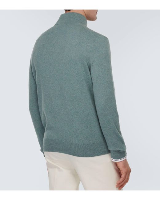 Loro Piana Green Cashmere Half-zip Sweater for men