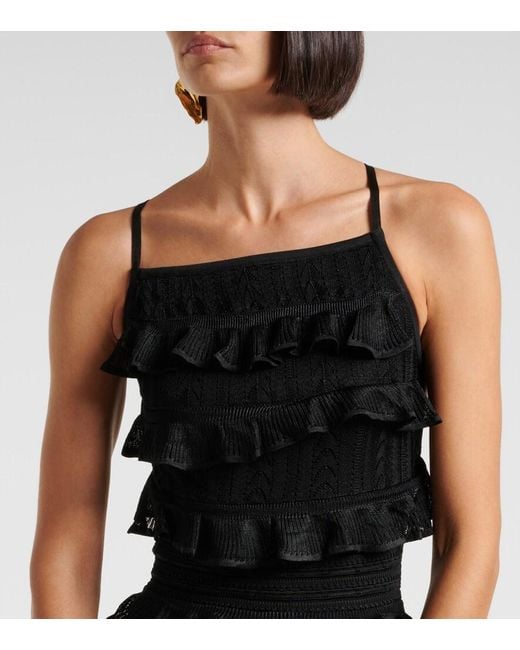 Zimmermann Black Illustration Ruffled Knitted Maxi Dress