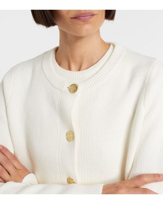 Velvet White Cardigan Mahal Aus Baumwolle Und Kaschmir