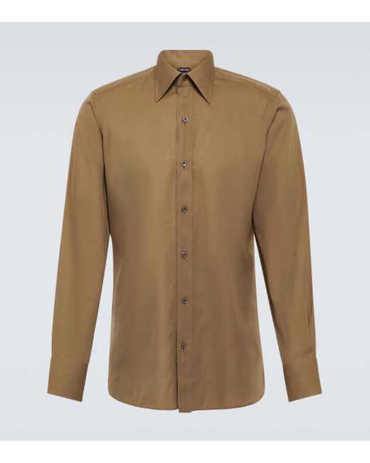 Tom Ford Green Silk Poplin Shirt for men