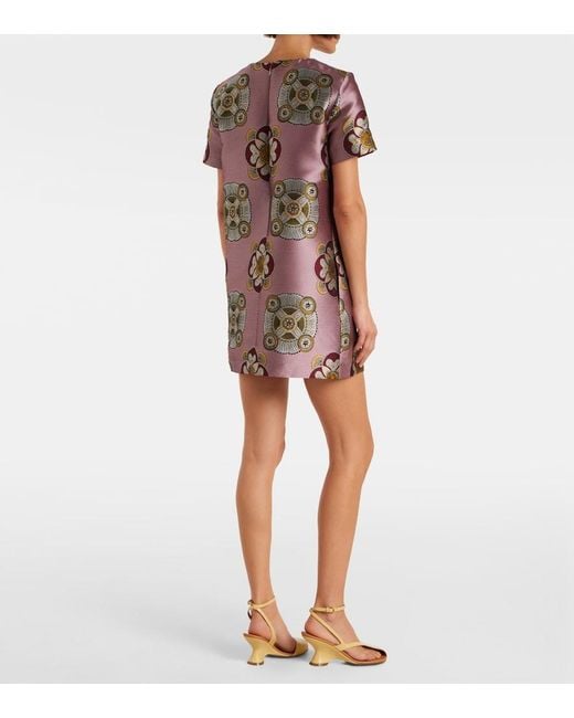 LaDoubleJ Pink Swing Satin Jacquard Minidress