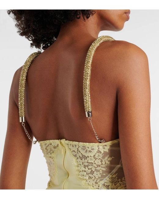 Self-Portrait White X Christopher Kane Lace-Trimmed Satin Maxi Dress