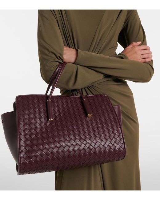 Bottega Veneta Purple Barbara Intrecciato Leather Tote Bag