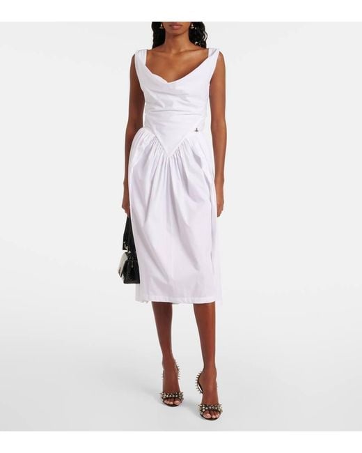 Vivienne Westwood White Sunday Gathered Cotton-Poplin Dress