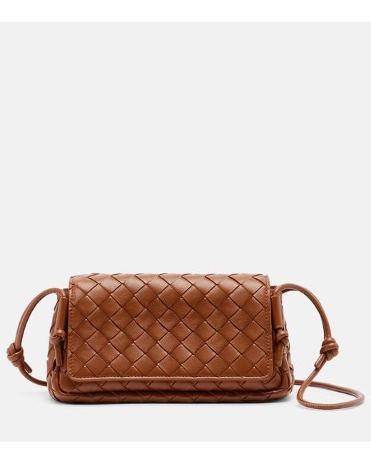 Bottega Veneta Brown Notturno Intrecciato Leather Crossbody Bag