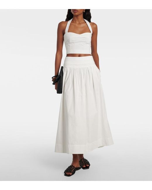 Posse White Rue Halterneck Cotton Crop Top