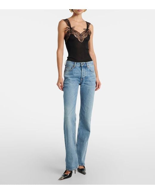 Jeans Bootcut A Vita Media di Saint Laurent in Blue